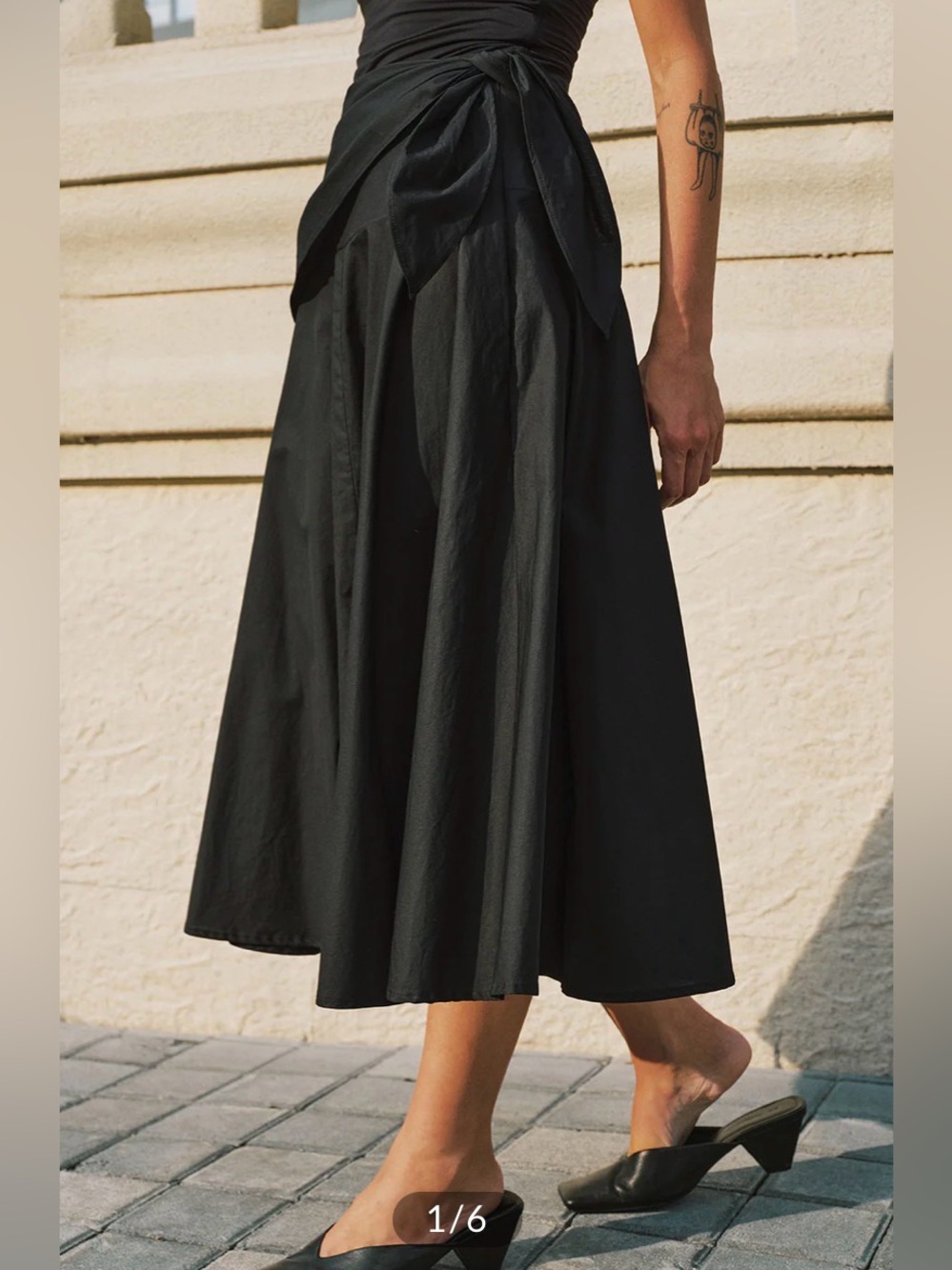 Cotton Tie-Waist Midi Skirt - Picture 3 of 4